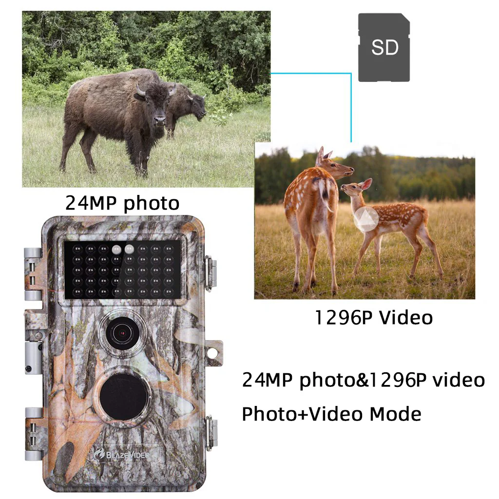 10-Pack Stealthy Camo Wildlife Trail & Game Field Tree Cameras 64MP 1296P Night Vision Invisible Infrared Motion Activated Time Lapse & Time Stamp - Image 5