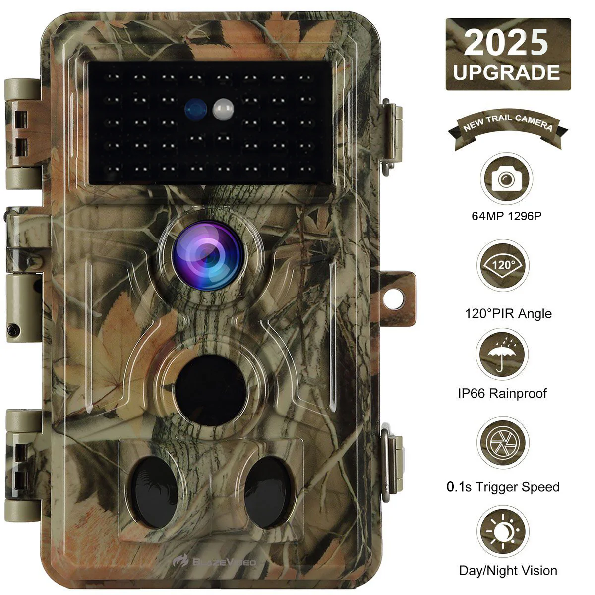 A262 64MP 1296P Video No Glow Motion Activated Waterproof Stealthy Trail Game Cameras for Wildlife Deer Observation & Home Security - Image 3
