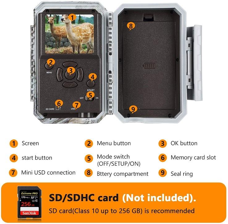 2-Pack Wireless Bluetooth WiFi Game Trail Deer Camera 64MP 1296P Video Night Vision No Glow Motion Activated Waterproof Photo & Video Model | W600 - Image 8