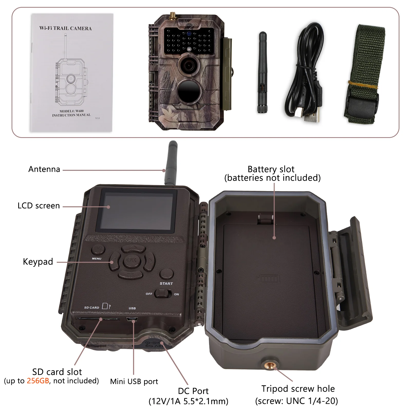 2-Pack Wireless Bluetooth WiFi Game Trail Deer Camera 64MP 1296P Video Night Vision No Glow Motion Activated Waterproof Photo & Video Model | W600 Red - Image 9