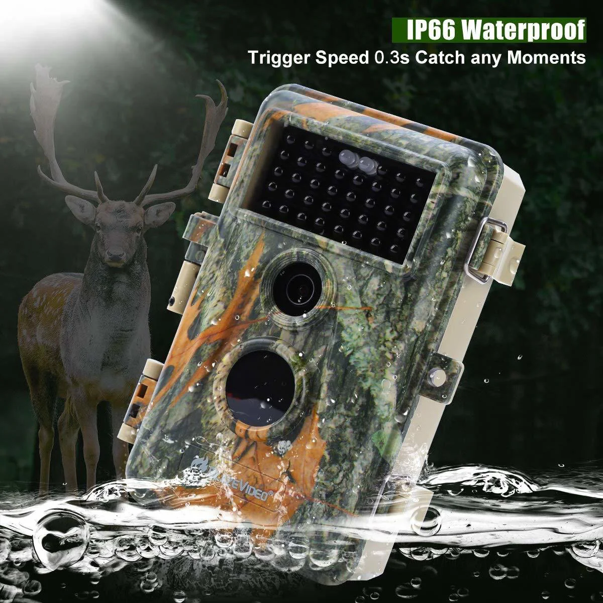 2-Pack Game Trail Wildlife Animal Cams Observing Deer Cameras 64MP Photo 1296P Video Night Vision No Glow Infrared Motion Activated Waterproof | A252 Green - Image 7