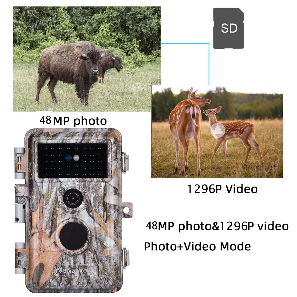 2-Pack Game Trail Deer Cameras for Observing & Home Security 64MP 1296P Video Night Vision Motion Activated Waterproof Invisible Infrared Time Lapse | A252 - Image 9