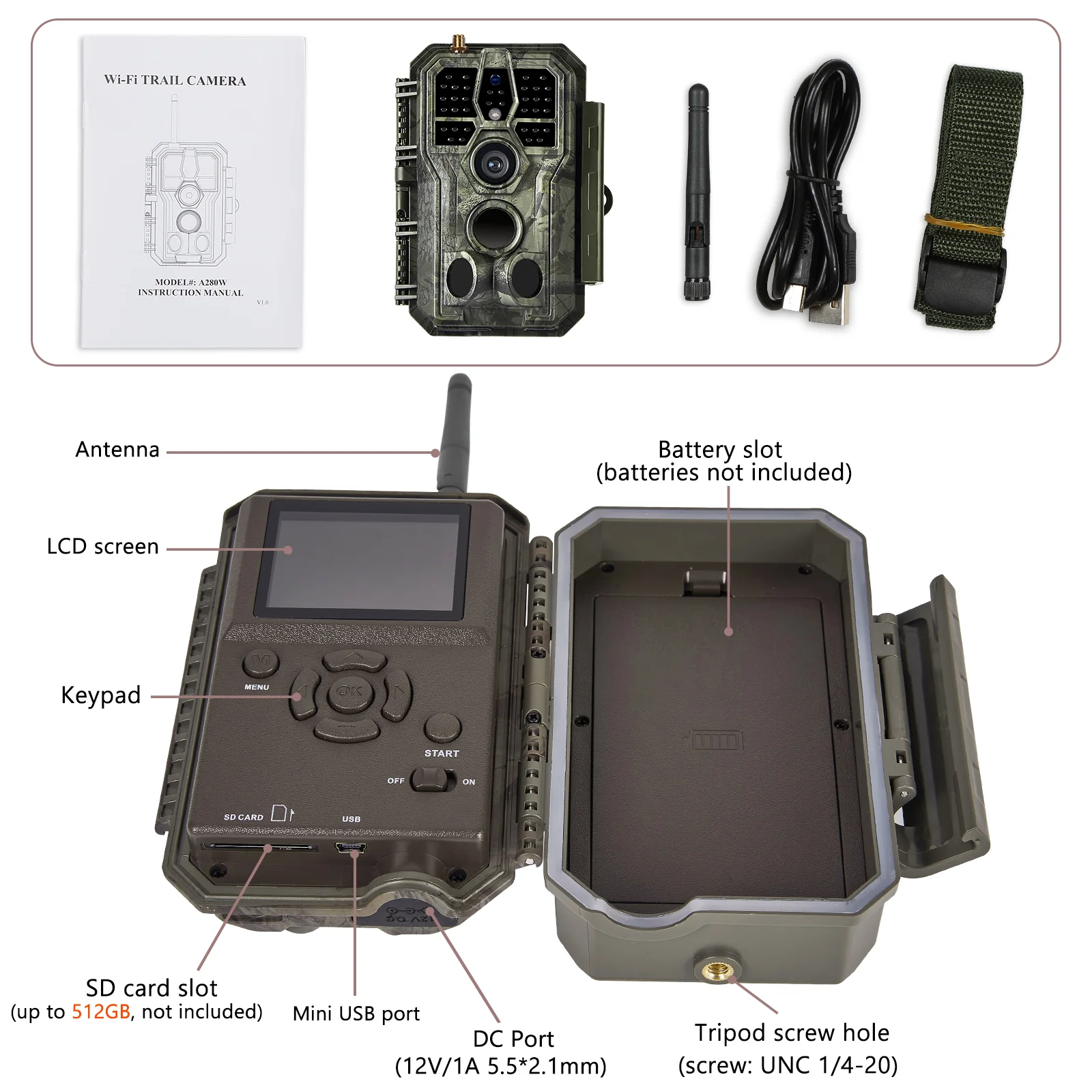 2-Pack Bluetooth WIFI Trail Cameras 64MP 1296P for Wildlife Observing & Home or Backyard Security Night Vision Motion Activated Waterproof | A280W - Image 9