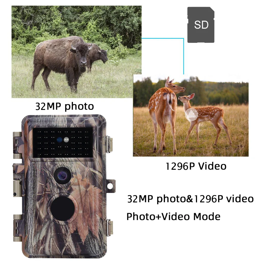4-Pack Stealthy Camouflage Game Trail & Backyard Field Cameras 64MP 1296P No Glow Infrared Motion Activated Waterproof Photo and Video Model A252 - Image 6