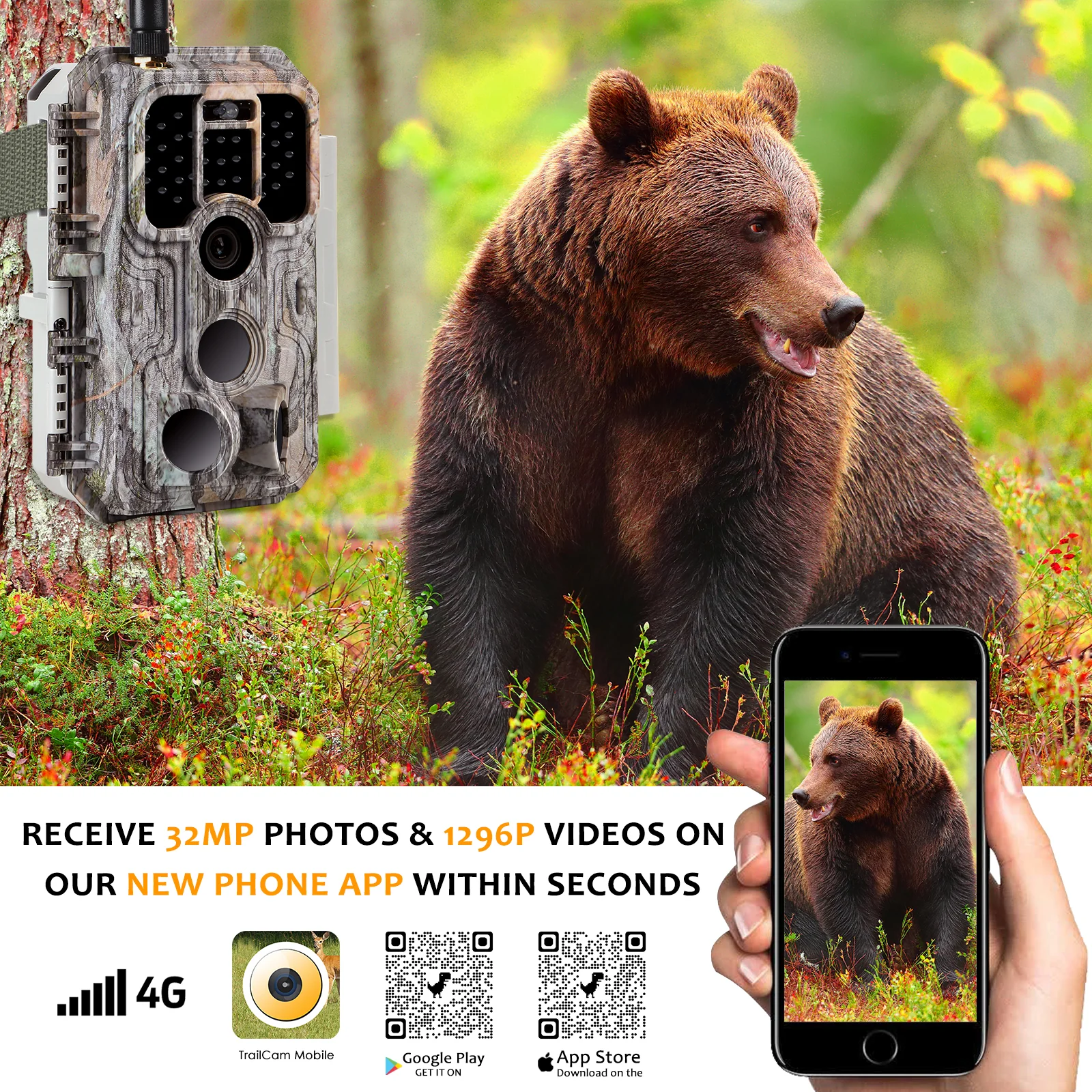 4G LTE Cellular Game & Trail Camera 32MP 1296P 100ft Night Vision Motion Activated Waterproof with SIM Card Sends Picture to Cell Phone | A390G Grey - Image 3