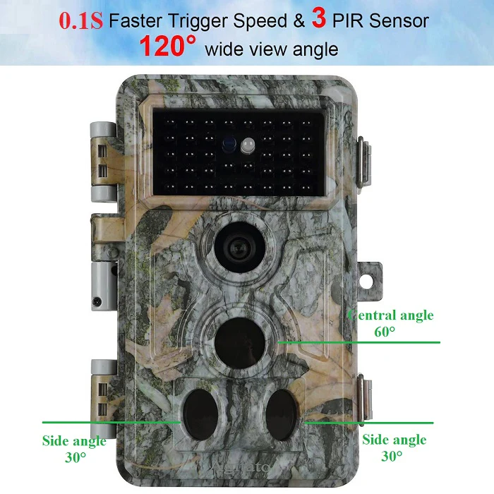4-Pack Stealthy Camo Trail Observing & Game Deer Cameras HD 64MP 1296P Video 0.1s Trigger Time Motion Activated Waterproof No Glow Night Vision | A262 - Image 6