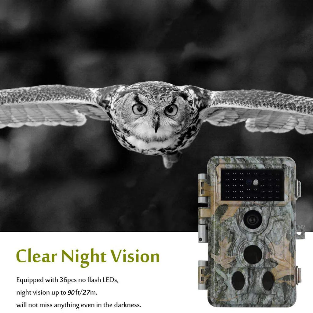4-Pack Stealthy Camo Trail Observing & Game Deer Cameras HD 64MP 1296P Video 0.1s Trigger Time Motion Activated Waterproof No Glow Night Vision | A262 - Image 7