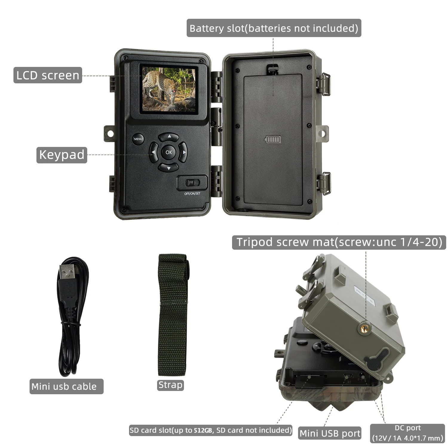 4-Pack Stealthy Camo Game Trail Deer Cameras 64MP 1296P 100ft Night Vision Motion Activated 0.1S Trigger Speed Waterproof No Glow Infrared Time Lapse | A323 - Image 9