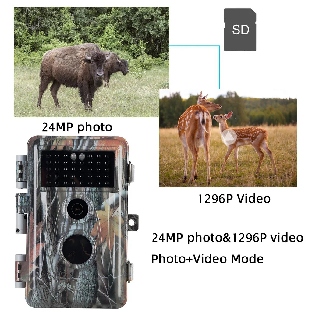 8-Pack No Glow Game & Trail Observing Deer Wildlife Cameras 64MP 1296P Video Night Vision Motion Activated IP66 Waterproof No Glow | A252 - Image 11