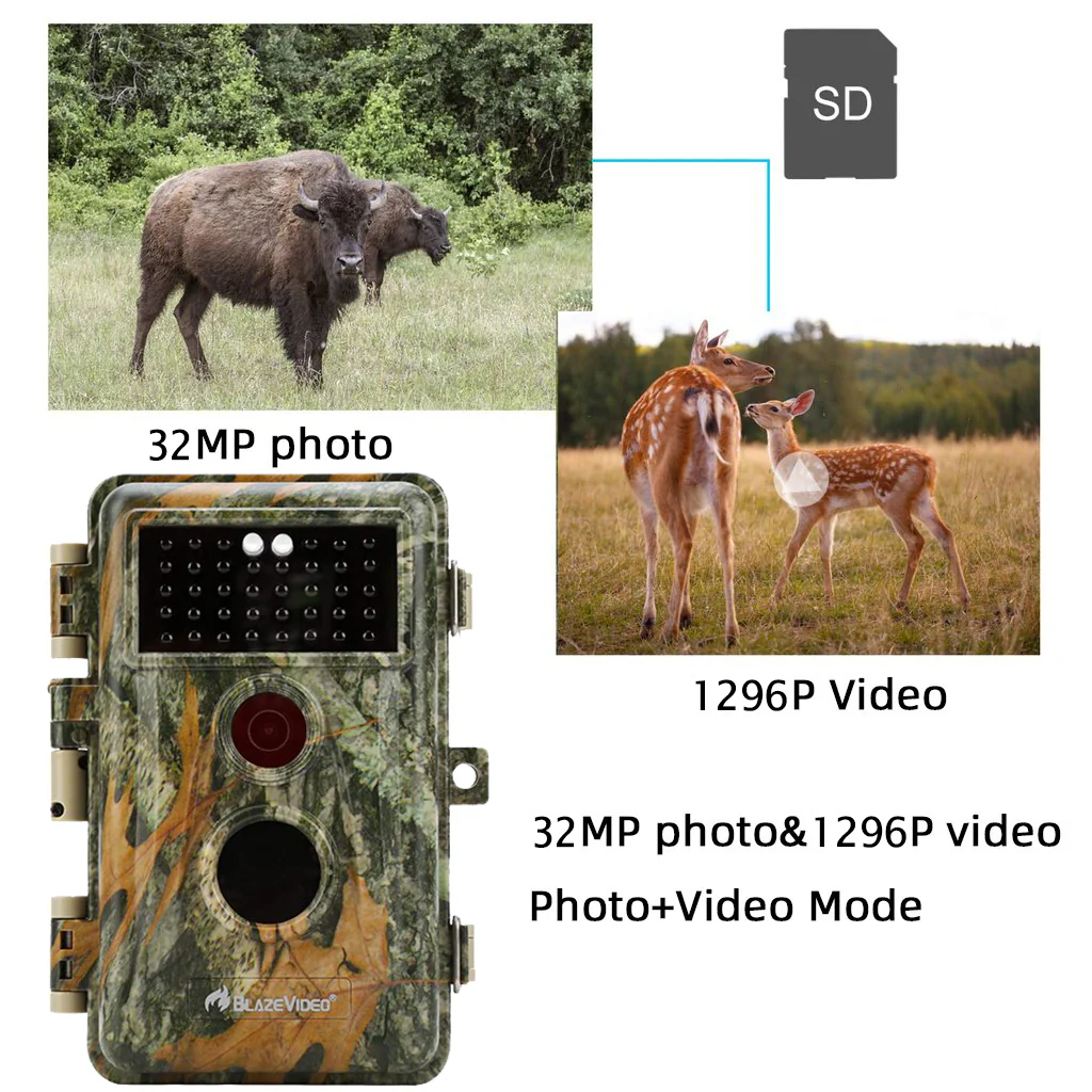 8-Pack Stealthy Camo Trail Wildlife & Backyard Field Cams 64MP 1296P Night Vision Invisible Infrared Motion Activated Waterproof Password Protected | A252 Green - Image 11