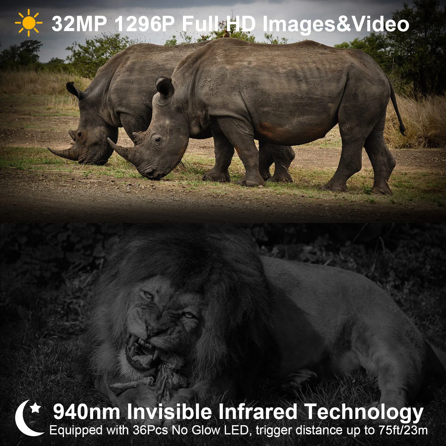 8-Pack Stealthy Camo Trail Wildlife & Backyard Field Cams 64MP 1296P Night Vision Invisible Infrared Motion Activated Waterproof Password Protected | A252 Green - Image 9