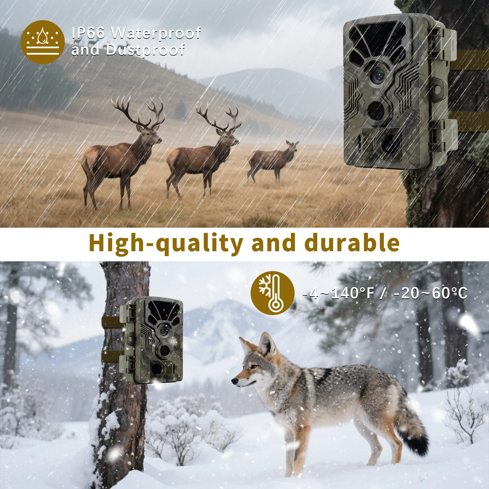 A106 4K Video 64MP Photo Trail Camera with Audio and Motion Detector Night Vision Max. Distance up to 100ft, 0.1s Trigger Speed, Waterproof IP66 - Image 5