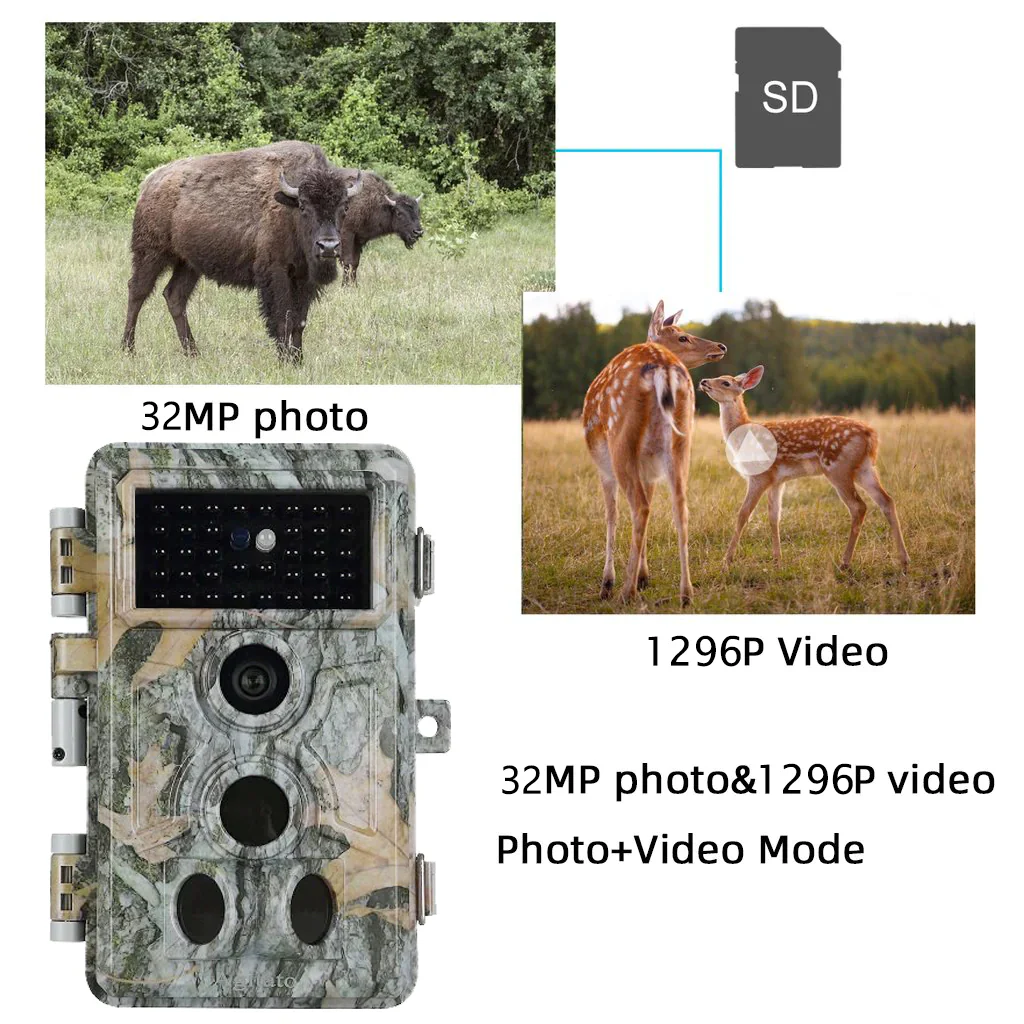 Trail Game Deer Camera Stealthy Camouflage No Glow for Observing 64MP 1296P 0.1S Trigger Time Motion Activated Waterproof Time Lapse Photo& Video A262 - Image 11
