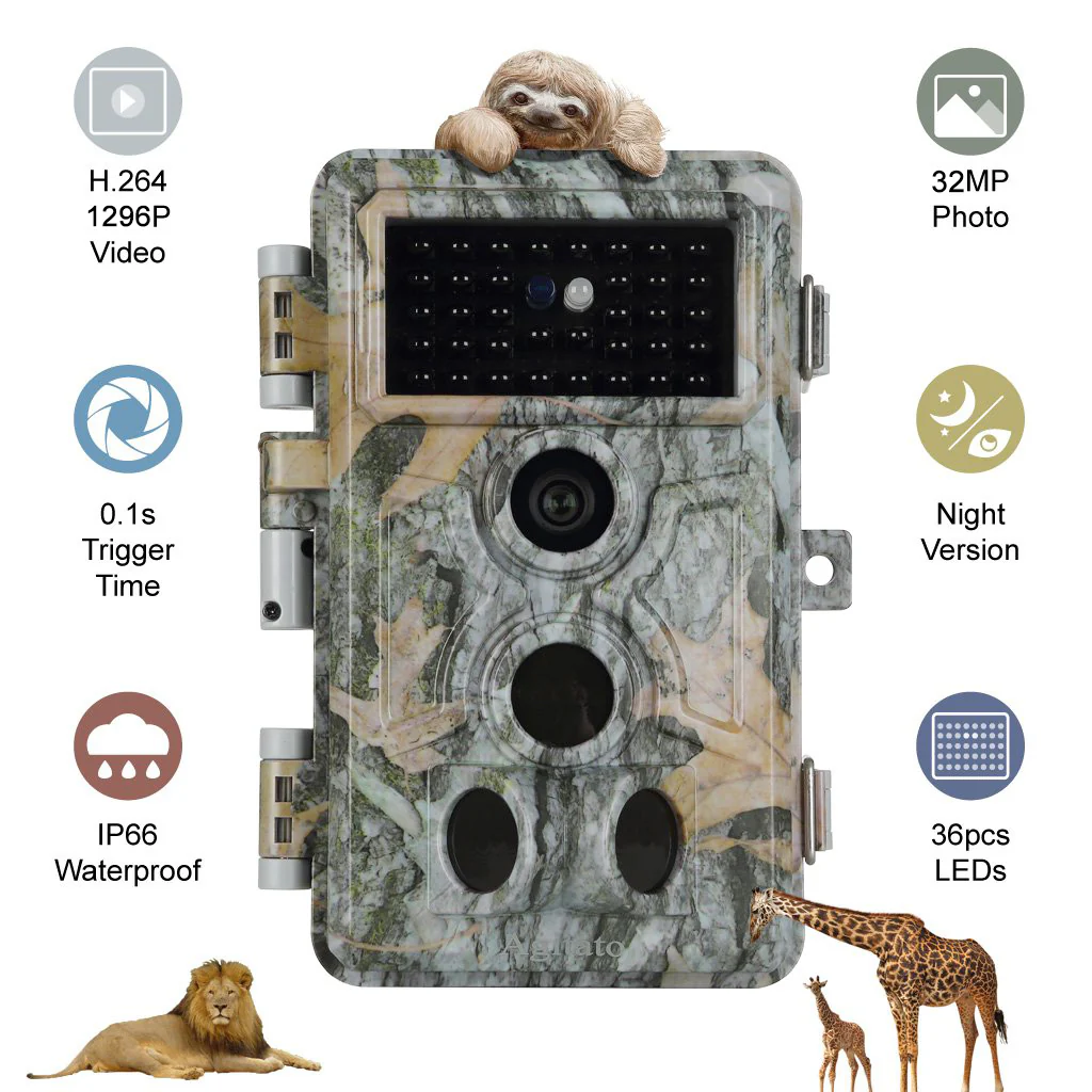 Trail Game Deer Camera Stealthy Camouflage No Glow for Observing 64MP 1296P 0.1S Trigger Time Motion Activated Waterproof Time Lapse Photo& Video A262 - Image 13
