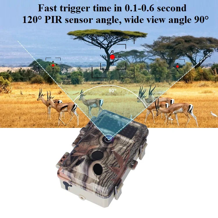 Game Trail Wildlife Deer Camera 64MP 1296P H.264 MP4 Video with Night Vision Motion Activated Waterproof No Flash A262 Red - Image 4