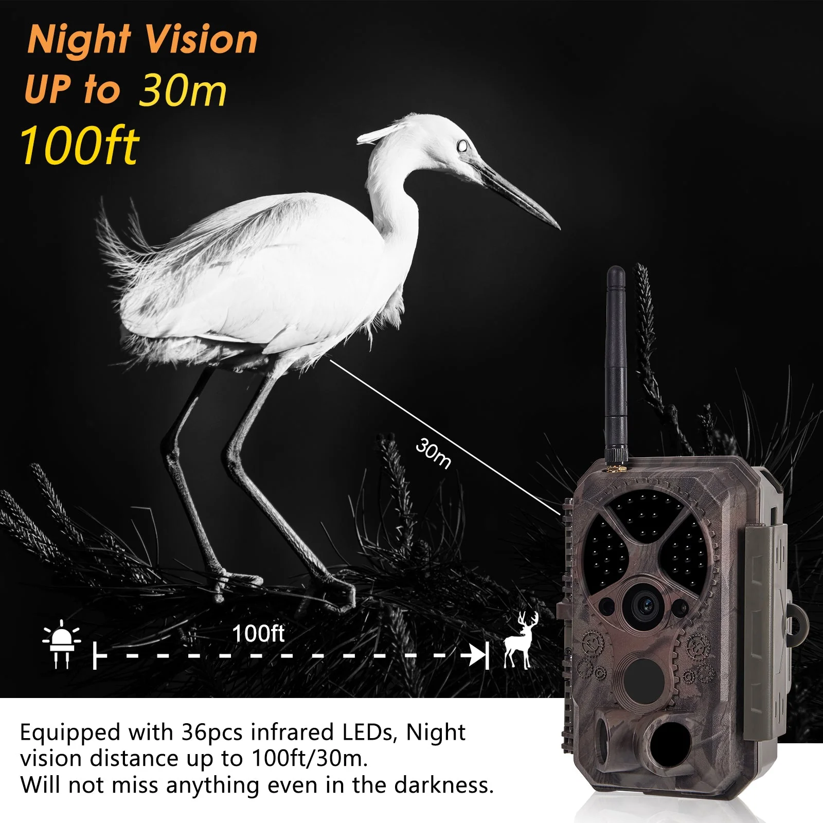 Bundle of Solar Panel and Bluetooth WIFI Game Camera 64MP 1296P Black Flash Wildlife Cam Night Vision Motion Activated Waterproof | A350W Red - Image 7