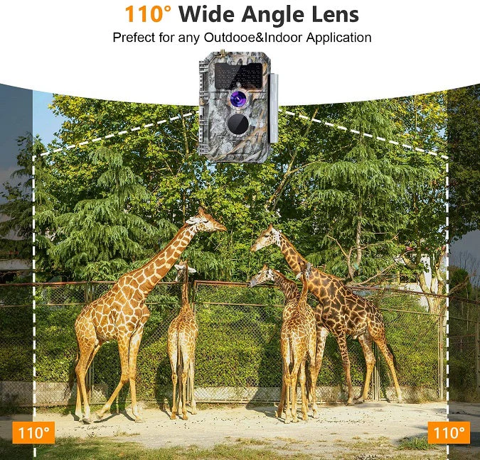 Bundle of Solar Panel and Bluetooth WiFi Trail Camera 64MP 1296P Night Vision No Glow Motion Activated for Wildlife Observing, Home Security | W600 - Image 7