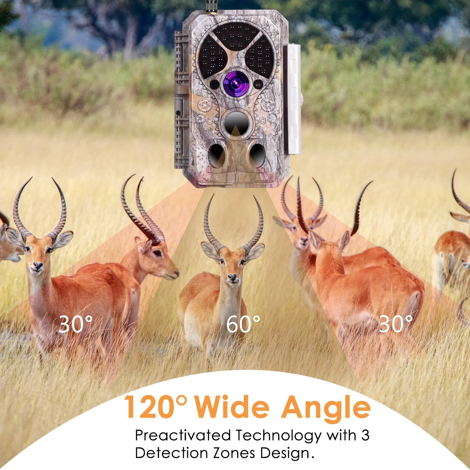 Bundle of Solar Panel and WIFI Trail Camera Security Camera 64MP Picture 1296P Video Black Flash Night Vision Motion Activated Waterproof | A350W Green - Image 4
