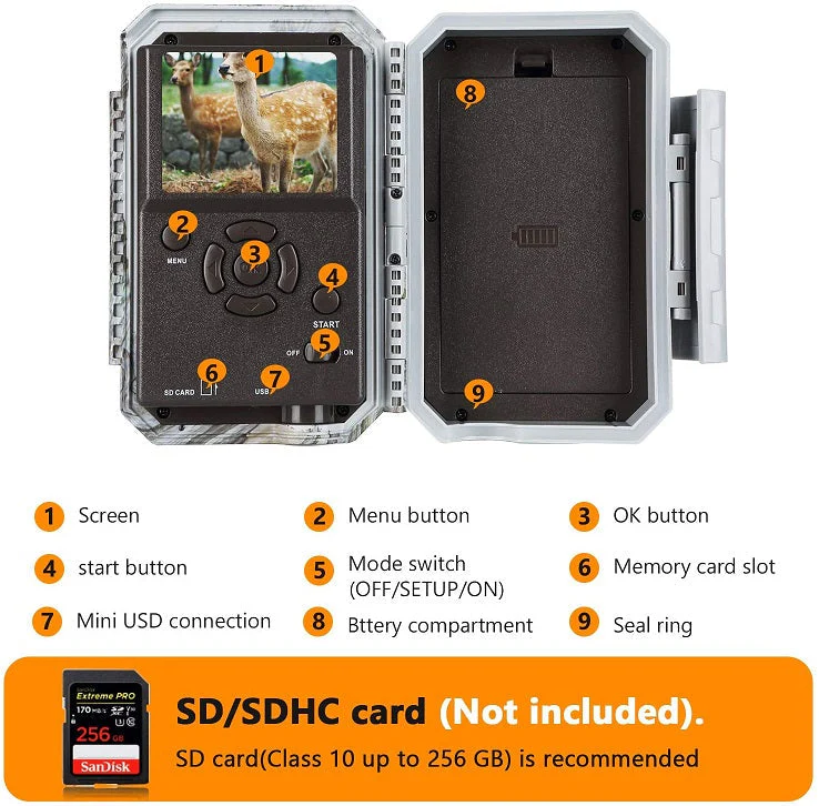 Bundle of Solar Panel and Wireless Bluetooth WiFi Deer Camera 64MP 1296P Night Vision No Glow Motion Activated | W600 Red - Image 8