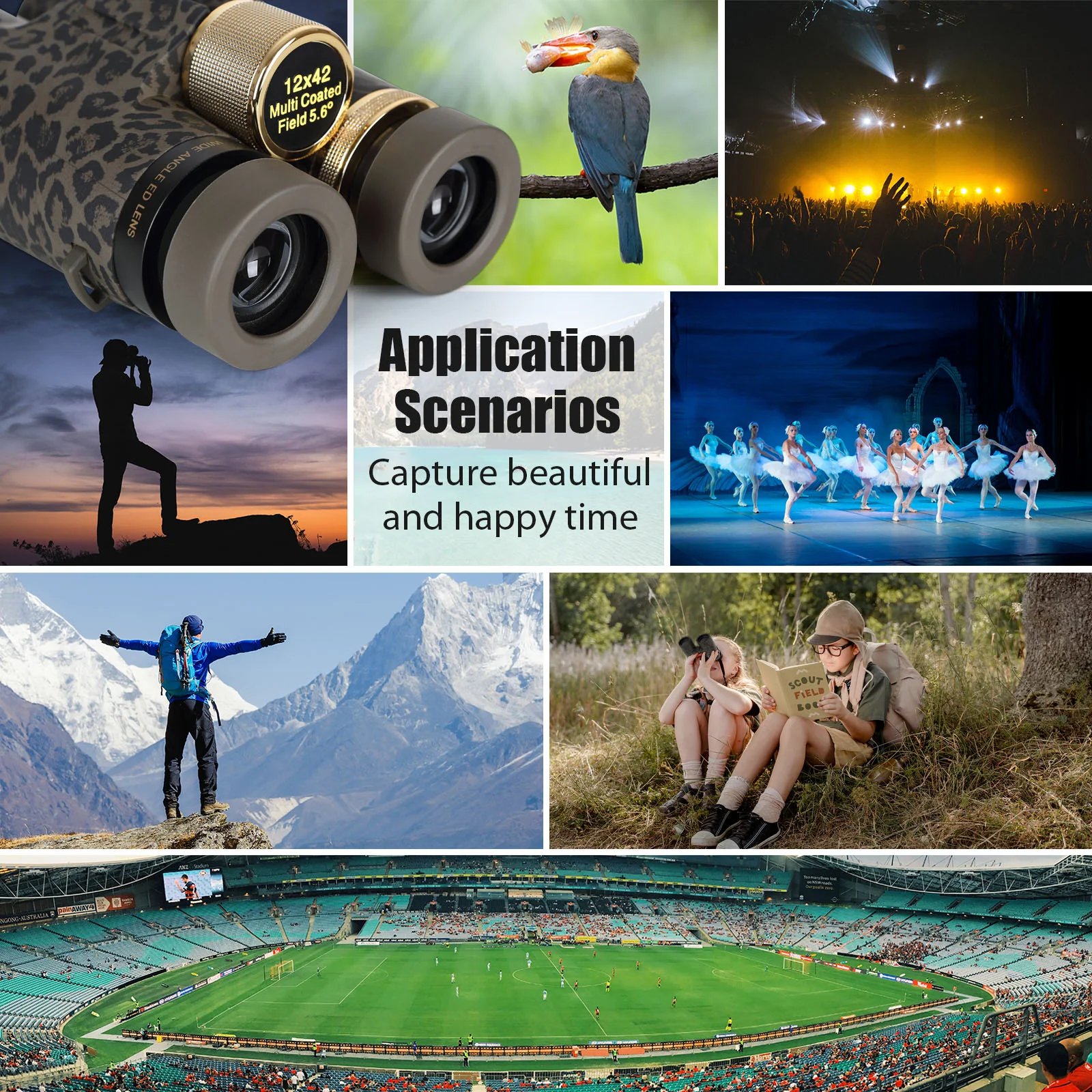 Folgtek Binoculars Adults Telescopes with 12x42 HD Glasses Large Viewangle with Clear Low Night Vision IPX7 Waterproof Multi Coated Field for Outdoor Observation, Camping, Hunting - Image 6