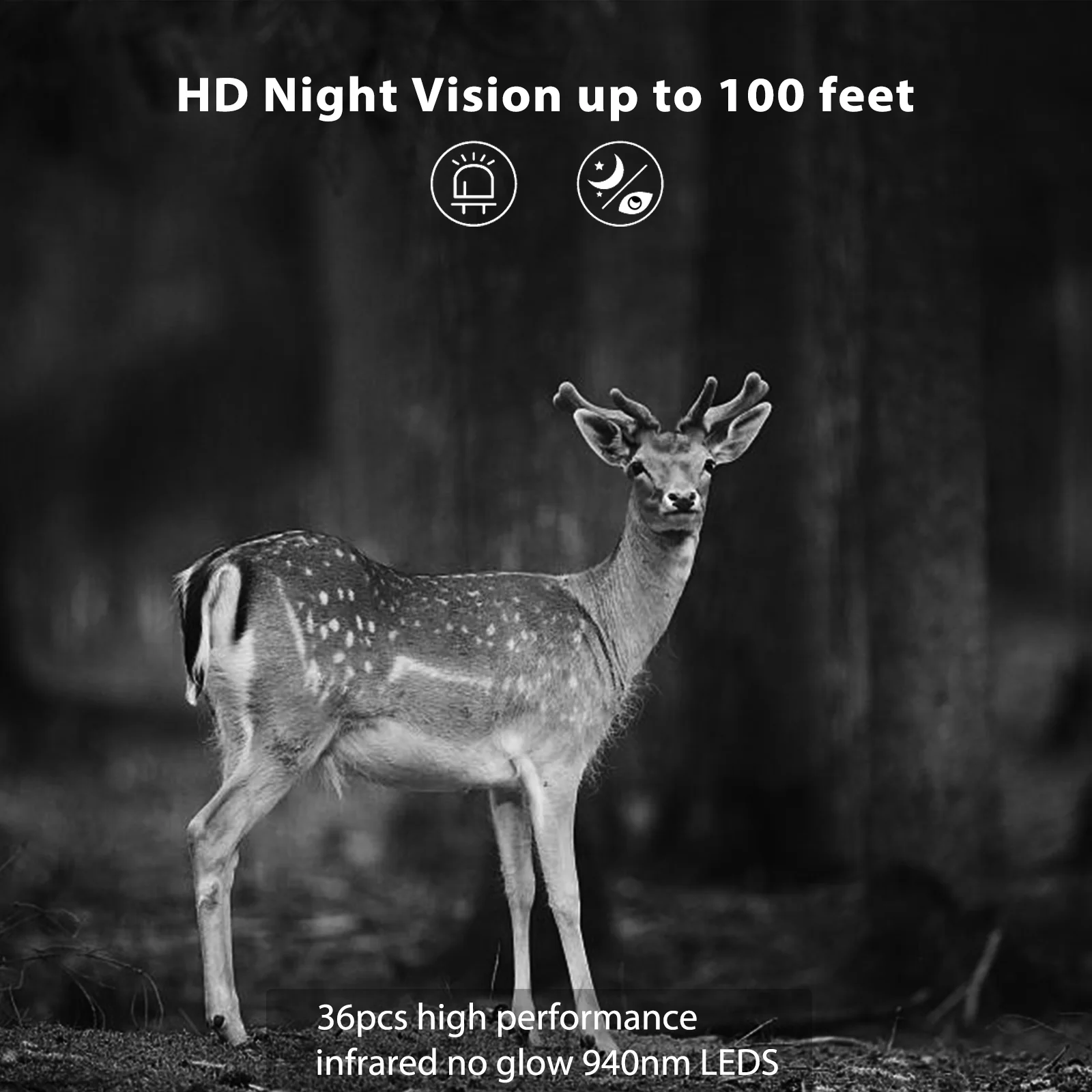Folgtek Professional Game & Trail Cameras, 64MP 1296P MP4 Video Deer Cam 0.1S Trigger 100ft Night Vision Motion Activated Waterproof IP66 for Outdoor Wildlife Hunting & Home Farmlalnd Surveillance - Image 4
