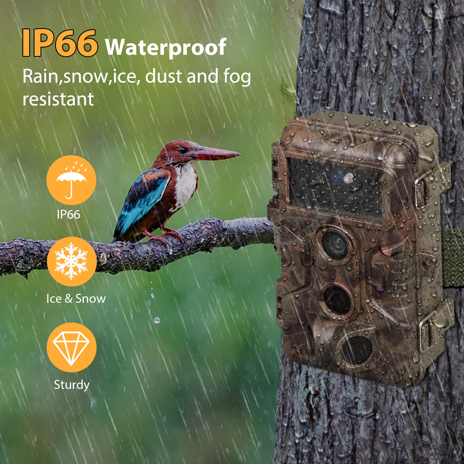 Folgtek Professional Game & Trail Cameras, 64MP 1296P MP4 Video Deer Cam 0.1S Trigger 100ft Night Vision Motion Activated Waterproof IP66 for Outdoor Wildlife Hunting & Home Farmlalnd Surveillance - Image 7