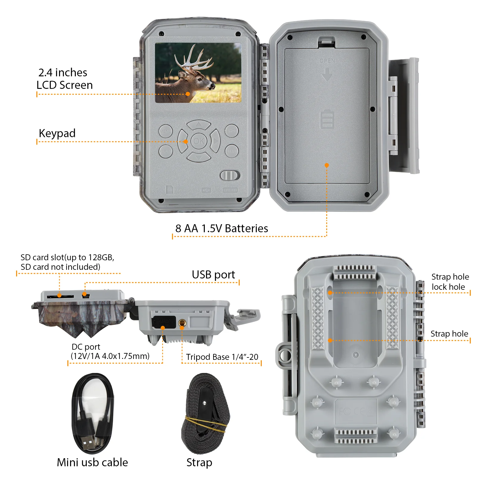 4K 2160P 30fps Video 32MP Photo Trail Camera with Audio and Motion Detector Night Vision Max. Distance up to 100ft, 0.1s Trigger Speed, Waterproof IP66 | T326 Grey - Image 8